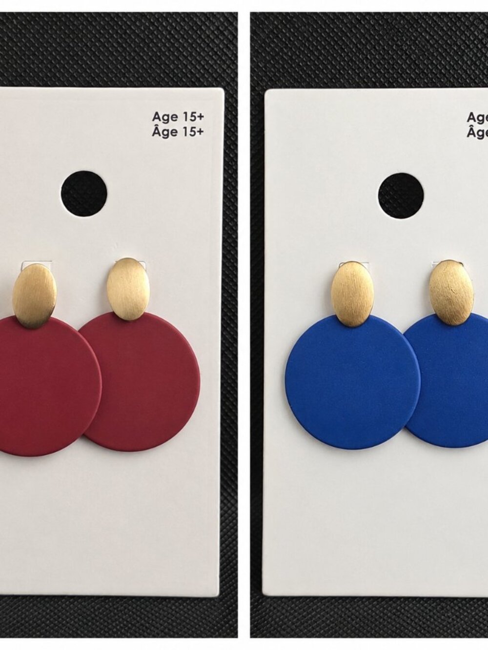 New 2 pairs of Gap Brushed Gold tone Burgundy and Navy earrings.